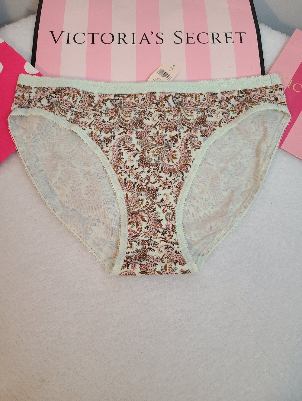 VTG Victoria's Secret Signature Cotton Classic Bikini Panty Size Sm Paisley